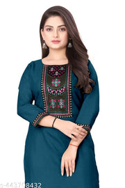 Designer Kurti New Collection Cotton Blend Stylish New Trendy , Women Kurti , Kashmiri Pheran, Cotton Kurti,Embroidered Pattern Casual Kurta for Girls & Women
