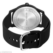 Black Dial Analog Watch for Men – Stylish Silicone Strap, Quartz Movement, Waterproof & Scratch-Resistant | Sleek, Professional Look for Office, School & Casual Wear | Premium Branded Watch Under 300