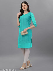 Apari Fab Women's Embroidered Georgette Straight Kurti