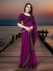 Beautifull Bollywood New Desing Hotfix Swarovski Stone Work Saree With Stone Work Blouse, siroski saree / sari, Purple saree, Georgette Ka Saree