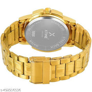 XTIME Analogue Day & Date Watch Round Gold Dial & Gold Chain for Men's & Boys