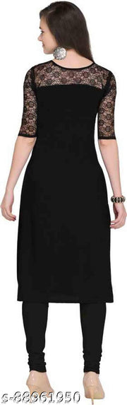 Polyster/Crepe fabric-Casual Round-Neck 3/4th Length Sleeves (45"Inches)