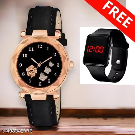 combo watch for women Best Quality Festive Season Flower Designer Round Dial Attractive Leather Belt combo wathces for women stylish girl watches analog leather belt watches wrist watches combo led watch for girl