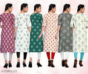 Women Printed Crepe Kurti (Combo Of 6)