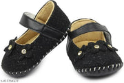 Neska Moda 6 To 12 Months Baby Girls Synthetic Leather Floral Baby Sandal Booties (Toe to Heel Length - 12 cm, Black, Peach)-BT1893andBT1895