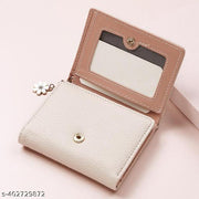 Alexvyan Off White Hello Small Tri-Fold Women's Purse Wallet Card Organizer Female Hand Purse Clutch Women/Ladies/Girls Wallets 5 Card Holder 1 Long & 1 Small Pocket