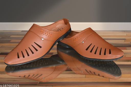 TAN Solid Thong Flip-flops For Men