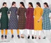 Women Printed Crepe Kurti (Combo Of 6)