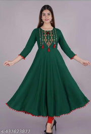 Women Embroidered Rayon Anarkali Kurta