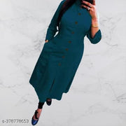 Cotton  Solid Plain Front Slit Straight Women Kurta