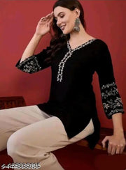 Short Black Embroidery kurta For Women