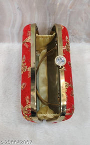 Party Velvet Clutch for Women Trendy Red Color Box Clutch with Handle Dulhan purse Bridal Clutch