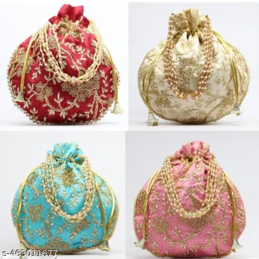 Embroidery Latest Colourful jaipuri Potli's for Women's Girls