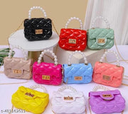 Trendy Multicolour Vibrant Mini Sling Bag For Girls (PACK OF  4  RANDOM COLOUR PIECE)  With Stylish & Functional Accessory Chain