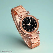 Unique Latest Trends Analog Black Starry Sky Shiny Dial Stainless Steel Strap Analog Watch For Women And Girls Luxury Watch Rose Gold Premium Linked Chain Strap 2025 New Arrivals Luxury Watches For Women Everyday Versatile Watches