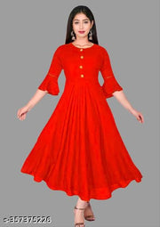 Amazing Latest Fashion Women's Solid Flared kurti | women gowns cotton |