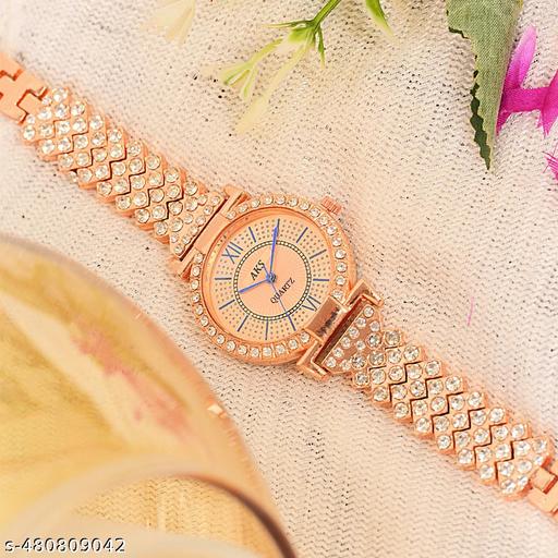 Women Watches Analog Rose Gold Round Dial Women's Watch for Girls&Miss&Ladies Diamond Studded with Stylish Watches