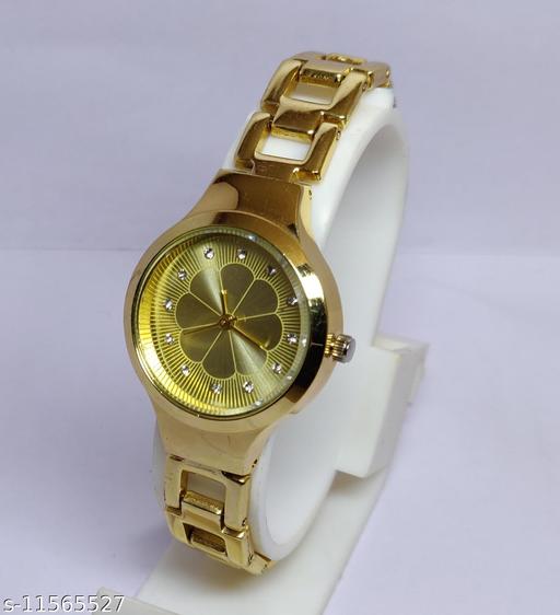 Gorgeous Flower Designer Gold Metal Analog Watches for women