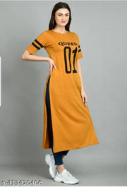 01 PRINTED KURTI YELLOW