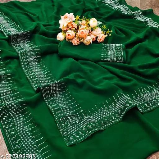latest hotfix daimond siroski work modern look beautiful saree