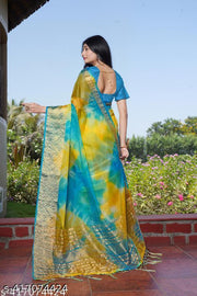 ORGANZA MULTY COLOUR SAREE, FANCY ORGANZA SAREE, ORGANZA SILK SAREE, 3D COLOUR SAREE  SAREE TRENDING SAREE FASTIVAL SAREE
