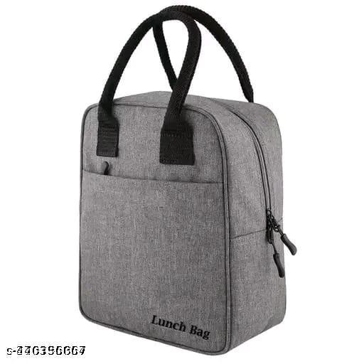 Lunch Bag Travel Nylon Storage Tiffin Bag | Leakproof Keeps Hot and Cold Unisex Lunch Box Bag for Kids, Office, Picnic, School (Grey, 7 Litre)
