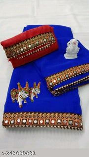 NEW Georgette  MIRROR LACE SAREE