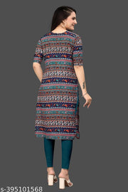 Women Crepe Fabric Printed Straight Kurti, Size -S, M, L, XL, XXL, 2XL, XXXL, 3XL, 4XL, 5XL,6XL,7XL,8XL,9XL,10XL ( New Arrival New Design Fashionable Kurti )