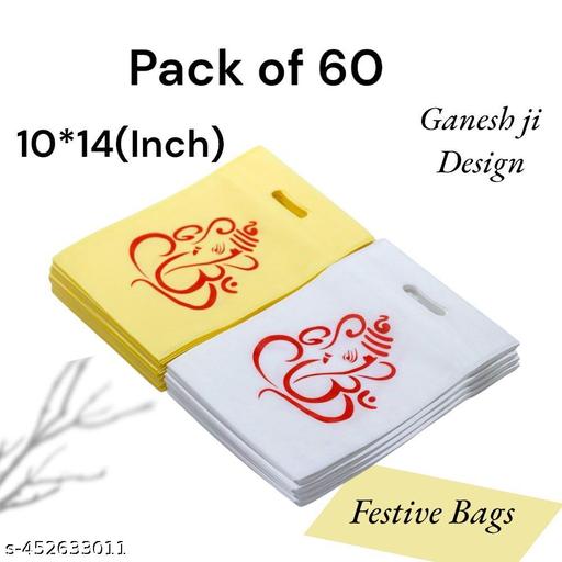 CARRY CLOUD 10x14 Inches Ganesh Ji Bags: Perfect for Festivals and Events, Durable Printed Bags, Stylish Printed Tote (Pack of 60)