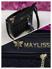 Elegant stylish women black PU sling bags/Premium PU leather sling bags for women/Small sling bag/Full handwork bag/Party wear and wedding bag for women