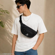 Premium Black Waist Bag for Men & Women | Multi Pocket Fanny Pack | Adjustable Belt Travel & Daily Use Waist Pouch
