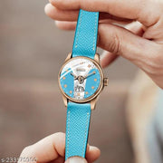 3D Glass Date Display Dial Leather Belt Analog Watch - for Men