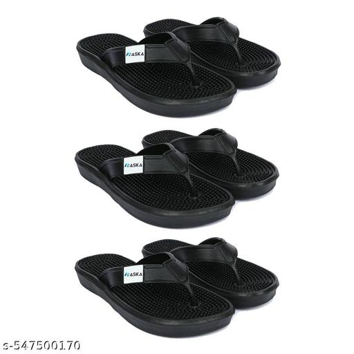 Combo (Pack Of Two 3 par) super soft dailyuse embossed chappal for mens & boys / lightweight & Anti-skid chappal (BLACK)
