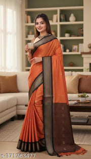 Paithani Cotton Silk Saree With Contrast Pallu And Contrast Blouse With Zari Butta