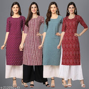 Stylish Women's Crepe Digital Printed Straight Kurti