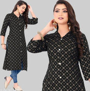 Rayon Kurti for women Gold Foil Print