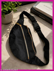 Premium Black Crossbody Sling Chest Bag for Men | Water-Resistant Travel Waist & Shoulder Bag with Dual Zipper