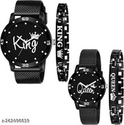 Analog Brown Watch And Bracelet Combo Men And Women (595+KING And 3003+QUEEN)