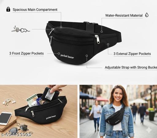 Latest Men Women Leather Waist Pack Travel Bags For Money| Belt| Cards |Mobile| Documents| Kit| Books and Bills Dairy Pouch Cross Side Bag For Men Women .With Belt Stylish Small Luggage Accessories Bag I Waist Bags I Fanny pack.