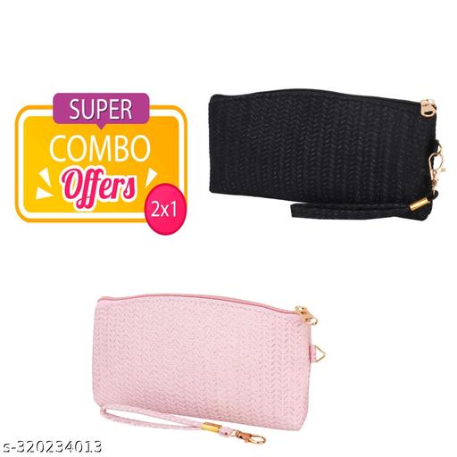 2 pcs Combo set Clutch Chamki - Pink Black