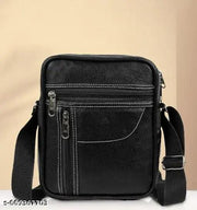 Men shoulder bag | Small travel bag for men | Office sling bag men | Premium Leather Crossbody Sling Bag for Men | Compact Side Bag with Zipper Black
