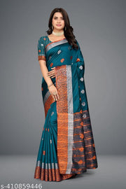 Premium silk blend fabric with smooth finish Rich zari weaving for traditional royal look Stylish pallu with intricate design Soft, lightweight & comfortable for long hours Comes with matching blouse piece