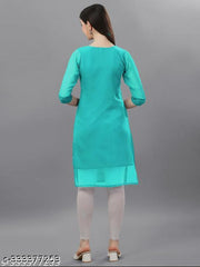 Apaari Fab Women's Embroidered Georgette Straight Kurti