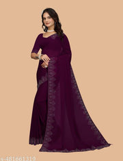 Purple Latest Emblished Hotfix Diamond saree | Georgette saree | stone saree |Party Wear Saree | wedding saree |Best quality | M-Trusted saree| saree Daily wear saree | Saree with Unstiched blouse