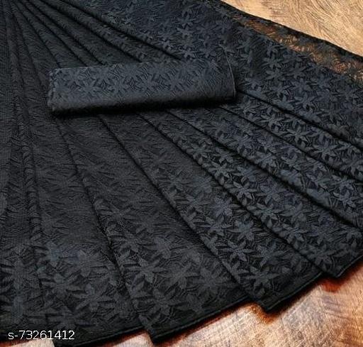 Brasso Net Black Jacquard Saree with blouse