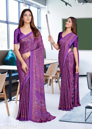 PURE ITALIAN CREPE SILK UNIFORM SAREE WITH RUNNING UNSTITCHED BLOUSE AND PALLU SANIYA 7015