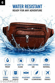 Latest Men Women Leather Waist Pack Travel Bags For MoneyY| Belt| Cards |Mobile| Documents| Kit| Books and Bills Dairy Pouch Cross Side Bag For Men Women .With Belt Stylish Small Luggage Accessories Bag I Waist Bags I Fanny pack.