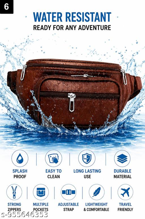 Latest Men Women Leather Waist Pack Travel Bags For MoneyY| Belt| Cards |Mobile| Documents| Kit| Books and Bills Dairy Pouch Cross Side Bag For Men Women .With Belt Stylish Small Luggage Accessories Bag I Waist Bags I Fanny pack.