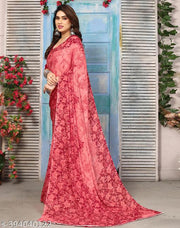 SSCGeorgette Floral Printed Voilet Saree