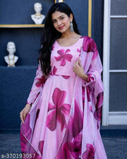 Salasar Stylish Fancy Trendy Printed Georgette Gown For Women For Party Wedding Festival Functios